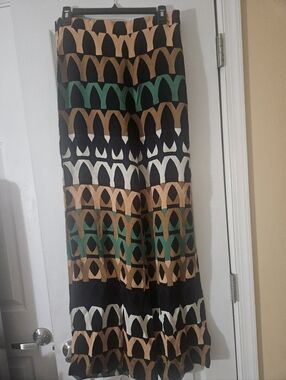 ❤️💞Zara Woman Geometric Wide Leg Pants In Black, Tan, Green & White-Size L💕❣️